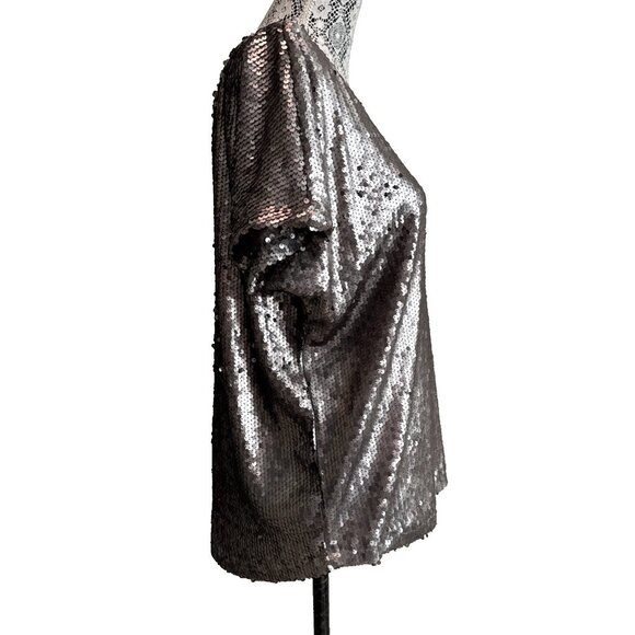 Hayden Los Angeles Fully Silver Sequined Short Sleeve Blouse Size Small 1920 - Picture 6 of 12